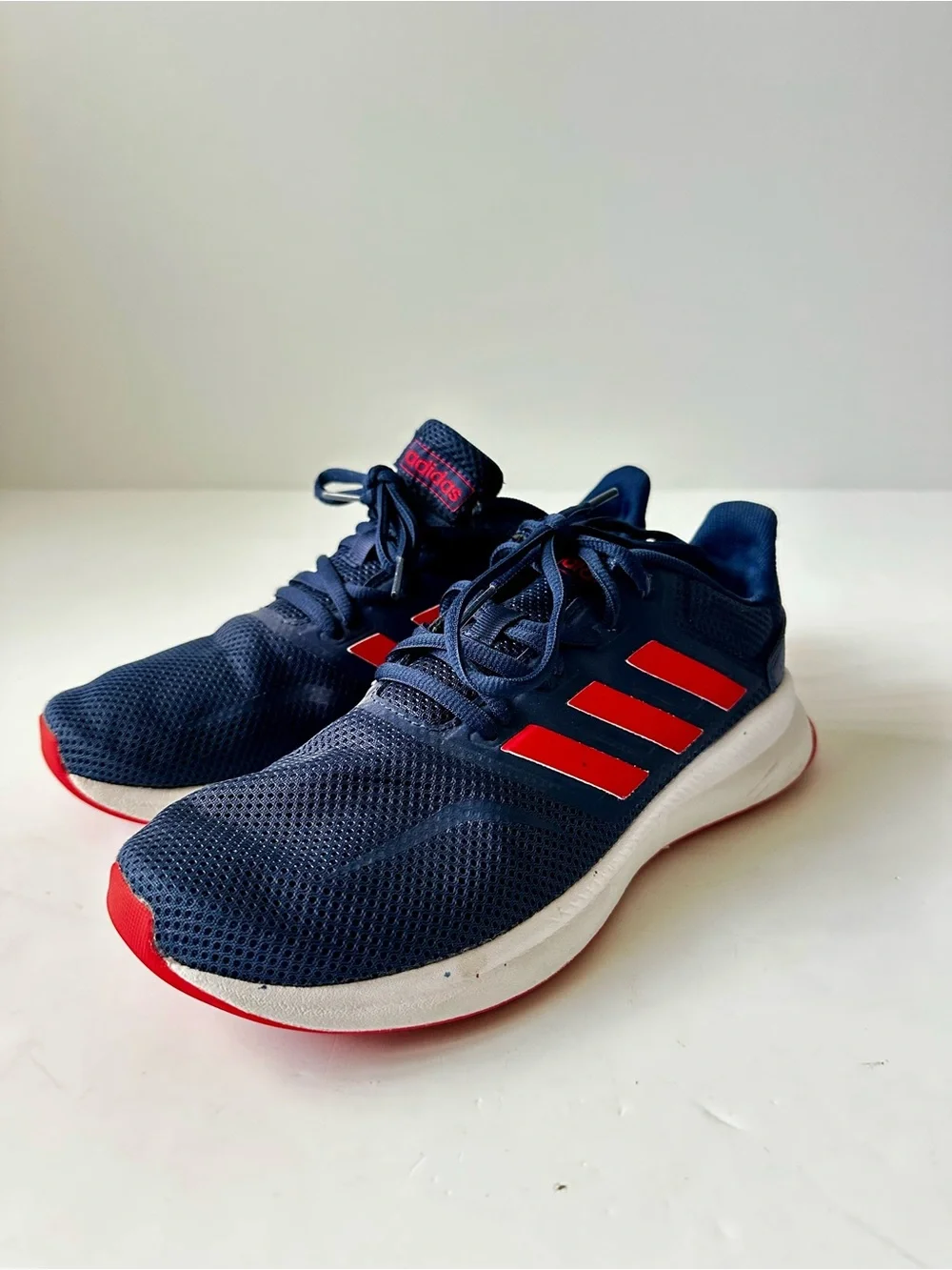 Adidas Runfalcon Boys Running Shoes Size 6 Navy Blue Red Athletic Sneakers